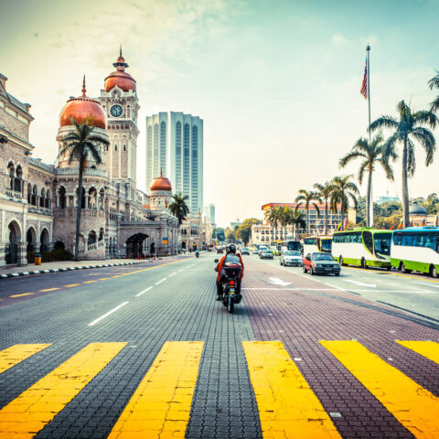 Road in front of Sultan Abdul Samad Building In Malaysia.