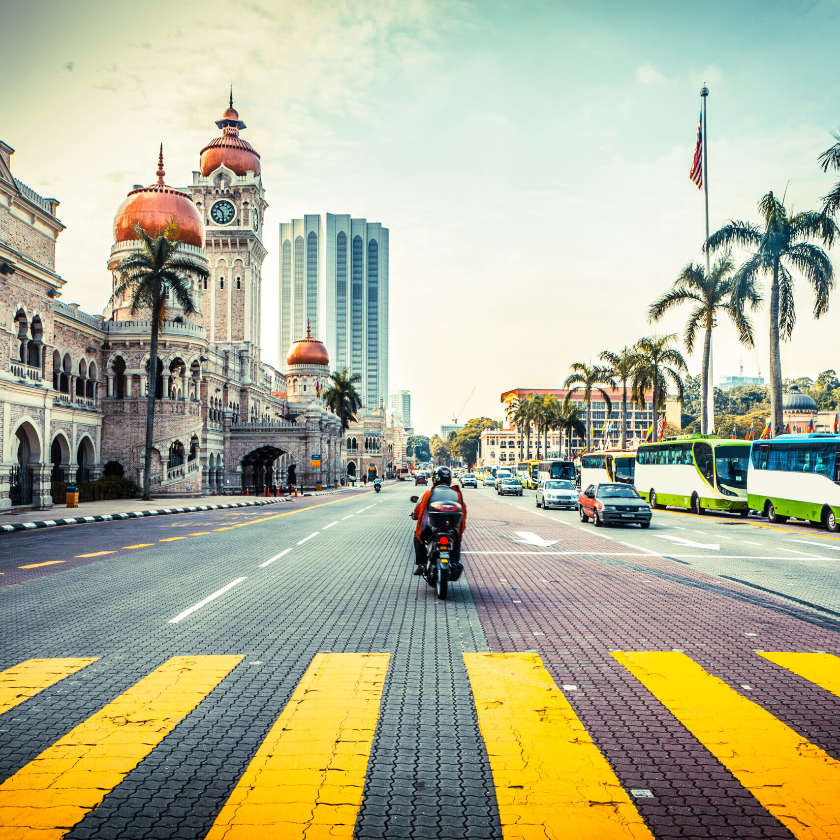 Road in front of Sultan Abdul Samad Building In Malaysia.