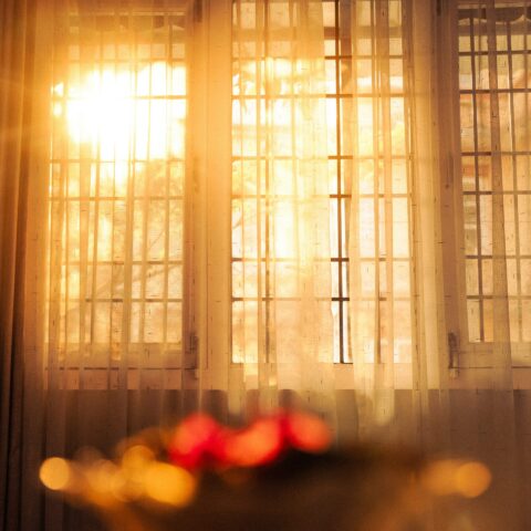 Light shining through a window.